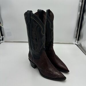 VTG Justin genuine Lizard Cowboy Boots Black USA Made Western Women's 6.5 B